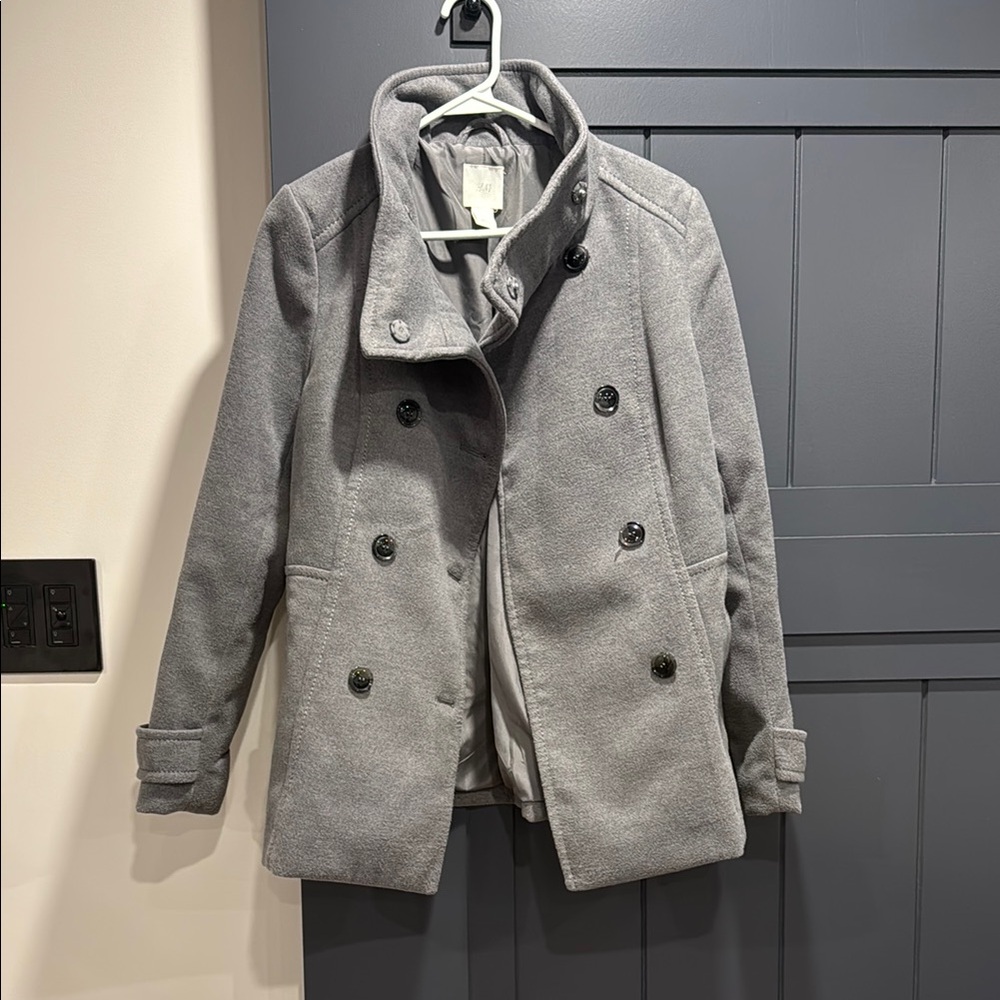 H&M Womens Charcoal Double-Breasted Pea Coat